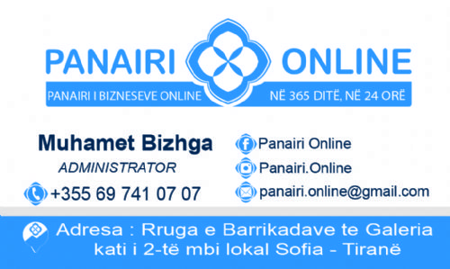 MUHAMET BIZHGA<br>Administrator<br>+355 69 741 07 07<br>panairi.online@gmail.com<br>